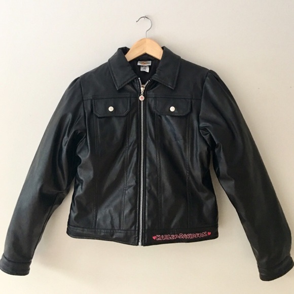 Harley-Davidson Black Faux Leather Biker Jacket - Picture 2 of 6
